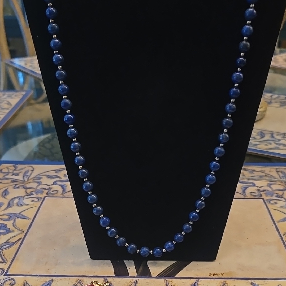14KT Gold beads and Lapis 26 inch necklace